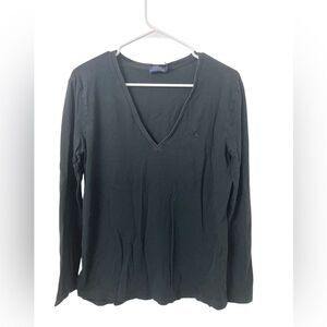 Ralph Lauren Polo Women’s Long Sleeve V-Neck Shirt Top Black Size M